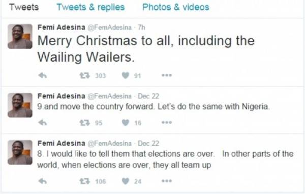 Femi Adesina's Christmas Message to Wailing Wailers Heats Up Twitter