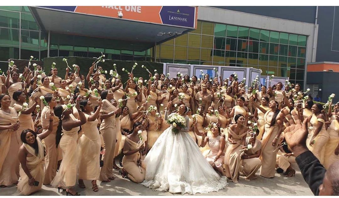Linda Ikeji's Sister, Sandra Weds With 200 Bridesmaid