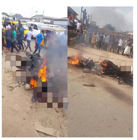 Two Bank Robbers Burnt Alive in Aba [GRAPHIC]