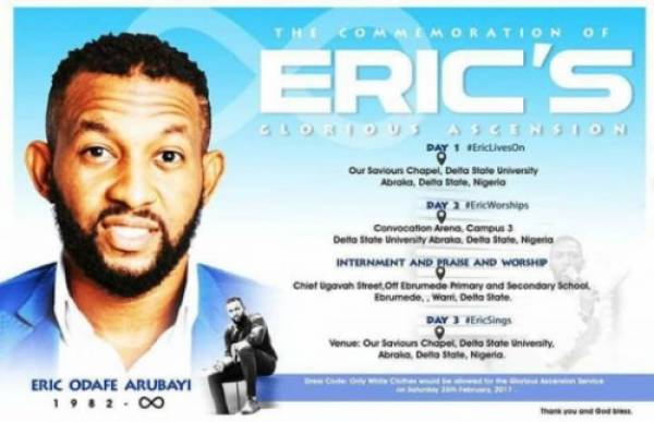 Obituary Of Eric Arubayi - 25th Feb