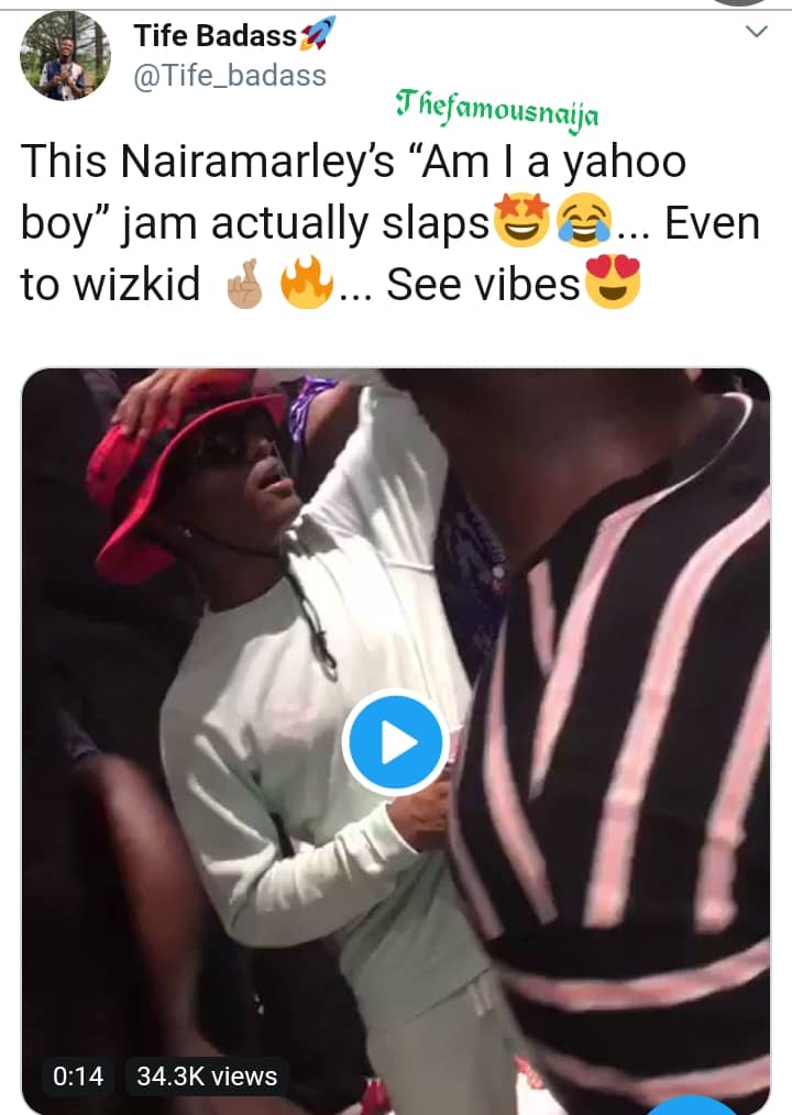 See Wizkid Dancing To Naira Marley's 'Am I A Yahoo Boy?'