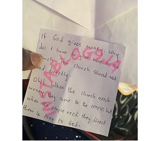 See What a Man Wrote In An Envelope & Gave In Church As Offering