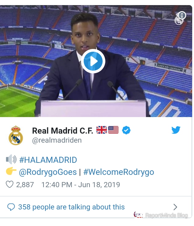 Real Madrid Unveils Their Latest Signing, Rodrygo Goes