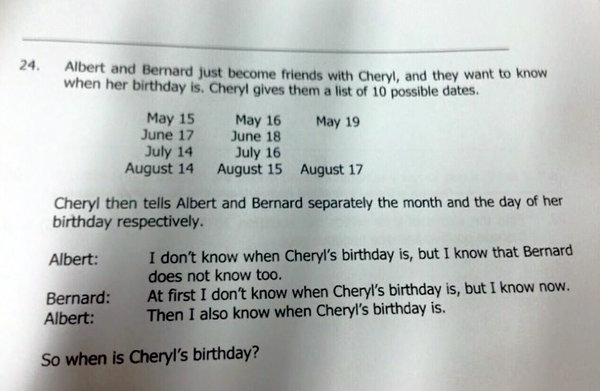 So When is Cheryl's birthday? Here is an explanation