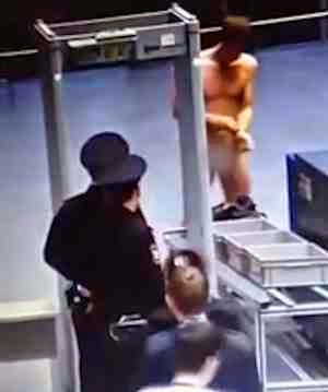 Man strips for airport security