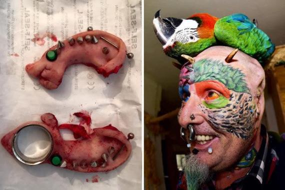 Man removes ears just to look like a parrot