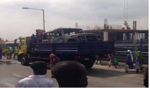 Fayose's G-Wagon caught fire on the way to the Airport
