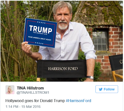 Harrison Ford did not support Trump, see original photo