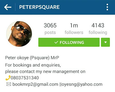 PSquare splits - Peter Okoye now Mr. P - Reactions
