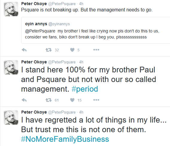 Peter Okoye wants to kick Jude and Mgt out of PSquare