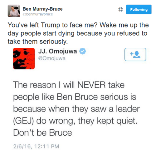 Ben Murray Bruce takes on Twitter followers like a Pro