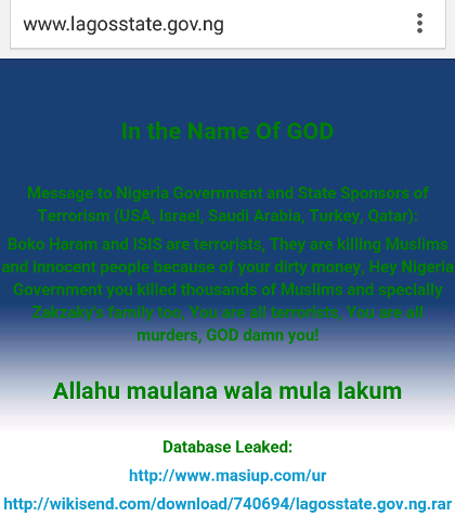 Lagos State Website Hacked - Details of Admin Leaked
