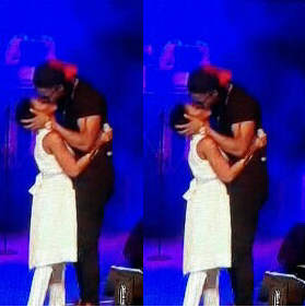 Flavour and Chidinma share a kiss on stage in Onitsha