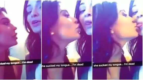 Kylie surprises Kendall with a serious kiss