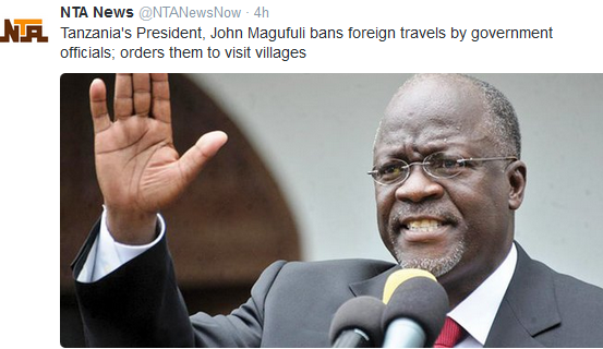 Tanzania: No more foreign travels by government officials