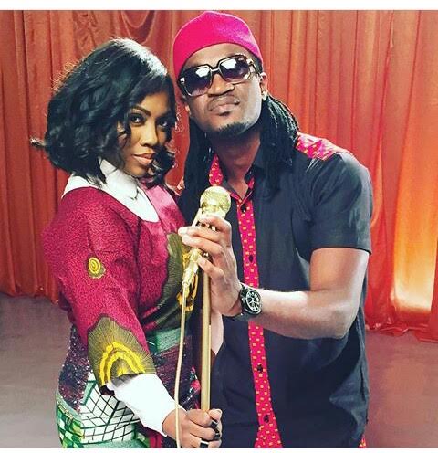 PSquare and Tiwa Savage on set for a family planning campaign
