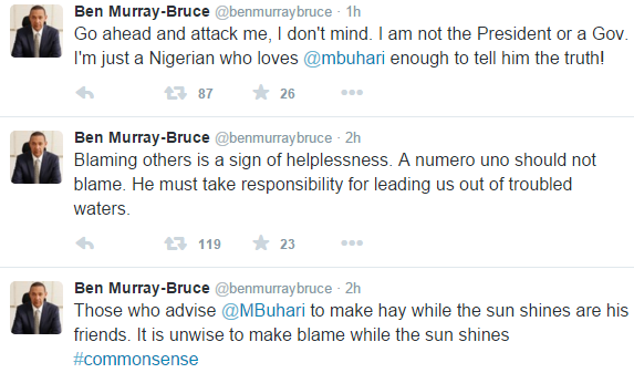 Senator Ben Bruce comes for Buhari's Blame Game