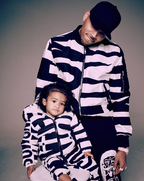 Chris Brown and Daughter in matching outfit