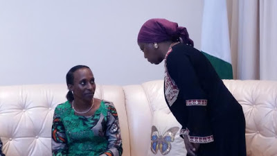 First Lady Aisha Buhari pays condolence visit to  VP's wife