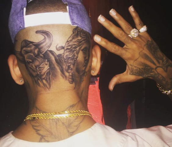 Chris Brown's head tattoo