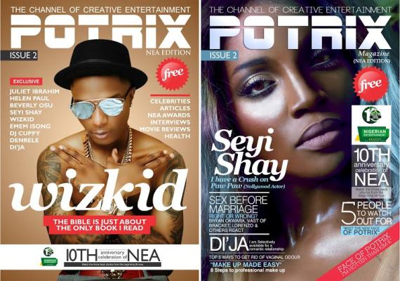 Wizkid and Seyi Shay on the cover of Potrix