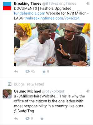 Former Lagos State Governor's website cost 73 million Naira
