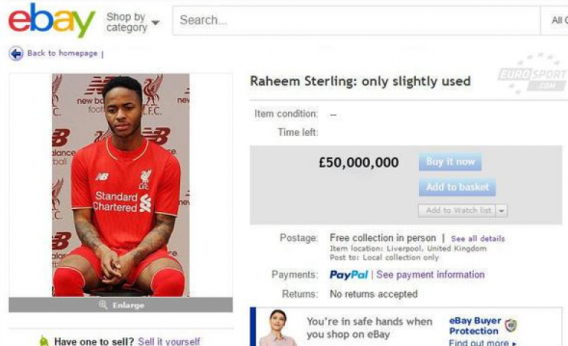 Raheem Sterling goes on sale on Ebay