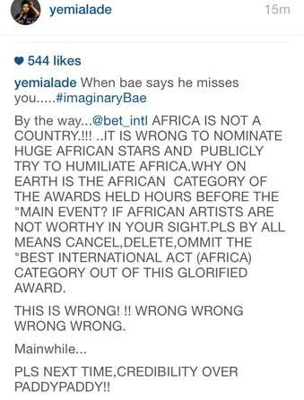 African stars seem unhappy about BET Awards