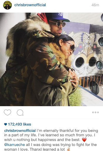 After their fight, Chris Brown over with Karrueche