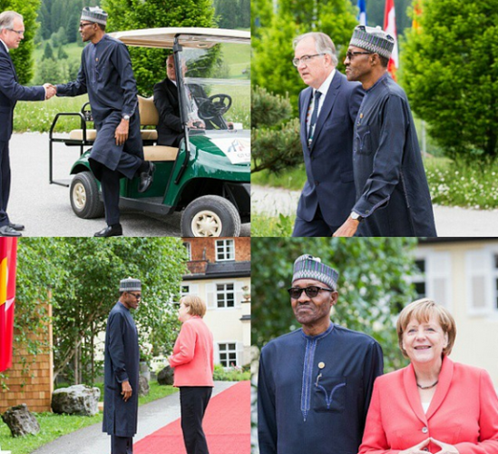 Pres. Buhari with Angela Merkel at the G7 summit