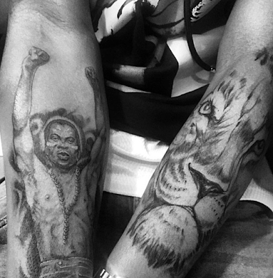 Wizkid gets Fela Kuti and Lion's Face Tattoo on his arms