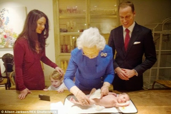 Wow! Queen Elizabeth changing her granddaughters diaper