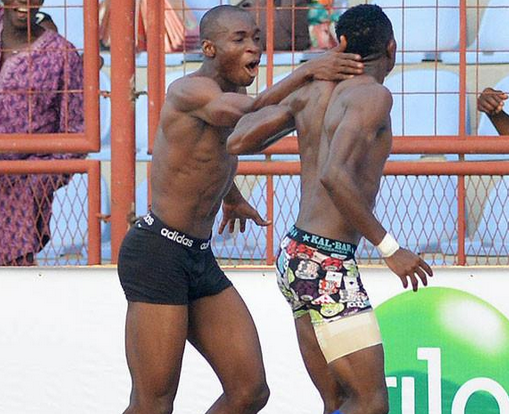 2 Players in Nigerian Football league stripped to celebrate goal and have been fined