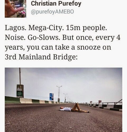 CNN correspondent Christian Purefoy took a nap on Lagos 3rd Mainland Bridge