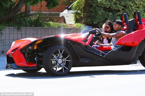 Tyga takes Kylie for a ride with Polaris Slingshot three wheel motorcycle