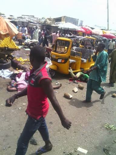Scene of the bomb Blast in Borno killed 54 people