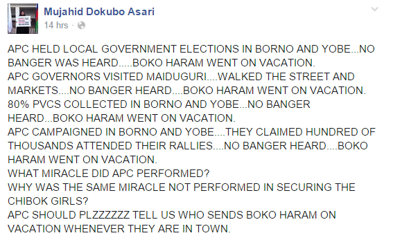 Asari Dokubo asks APC some questions about Boko Haram