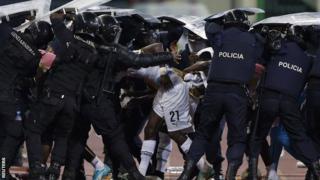 Equatorial Guinea thrashed 3 - 0 by Ghana as home fans attack Ghana