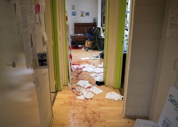 Picture of the Charlie Hebdo office after the massacre