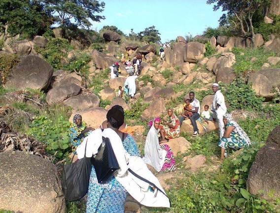 A picture of Mubi residents fleeing their villages after Boko Haram attacks.