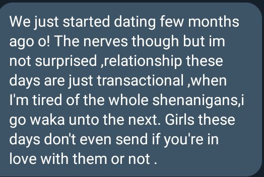 Girl Replies Boyfriend After Sending Her N10k - 'I'm broke, not hungry'