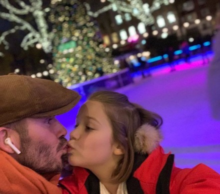 David Beckham after he's criticized for kissing daughter on the lips