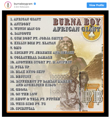 burna boy outside album songs list